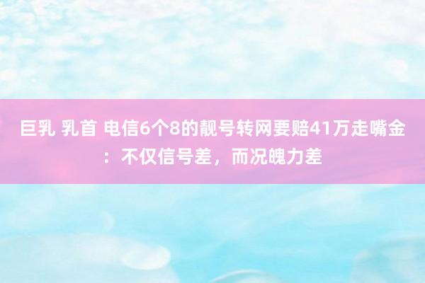 巨乳 乳首 电信6个8的靓号转网要赔41万走嘴金:不仅信号差,而况魄力差